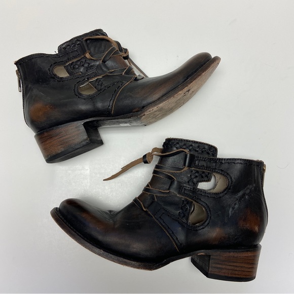 Freebird By Steve Womens Brown Leather Surge Boho Open Side Ankle Booties Size 8 - Picture 5 of 13